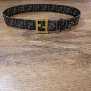 Men's Designer Belt with Yellow Buckle